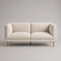 Canapé 2 places en bouclette polyester blanc cassé avec pieds en acier doré, 180 × 82 × 80 cm