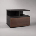 Table de chevet rectangulaire en bois avec tiroir et 2 niches, noir et noyer, 50 × 40 × 52 cm