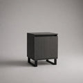 Table de chevet rectangulaire en bois et métal gris foncé et noir, 40 × 35 × 55 cm