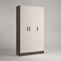 Armoire-penderie à 3 portes battantes en panneaux de particules mélaminés, blanc, chêne foncé et noir, 120 × 52 × 190 cm