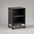 Table de chevet rectangulaire noire à 2 niches en panneaux de particules mélaminés et acier, 40 × 35 × 60 cm