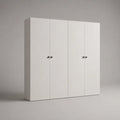 Armoire-penderie 4 portes battantes en panneaux de particules, blanc et noir, 200 × 55 × 220 cm