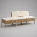 Canapé de jardin modulable 3 places, 3 modules en bois et résine tressée, beige naturel et écru, 210 × 75 × 75 cm