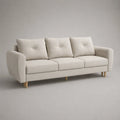 Canapé droit 3 places en polyester beige clair, 210 × 88 × 86 cm